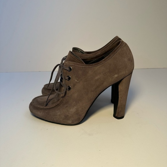 Stuart Weitzman Wallapalooza Size 7.5 Gray Suede Lace Up High Heel Boots Booties - Picture 5 of 8